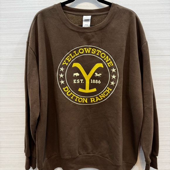 Yellowstone Dutton Ranch Brown Sweatshirt with Embroidered Logo size XXL - Picture 1 of 5